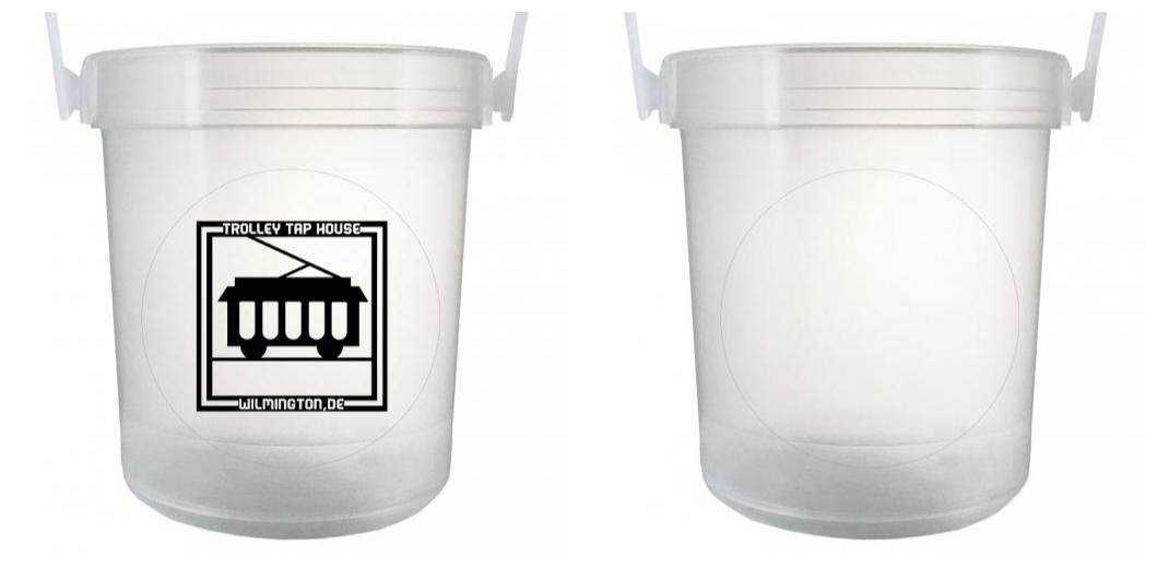 32 oz Plastic Rum Buckets with Custom Sticker