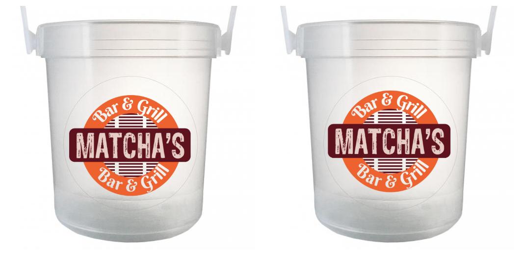 32 oz Plastic Rum Buckets with Custom Sticker