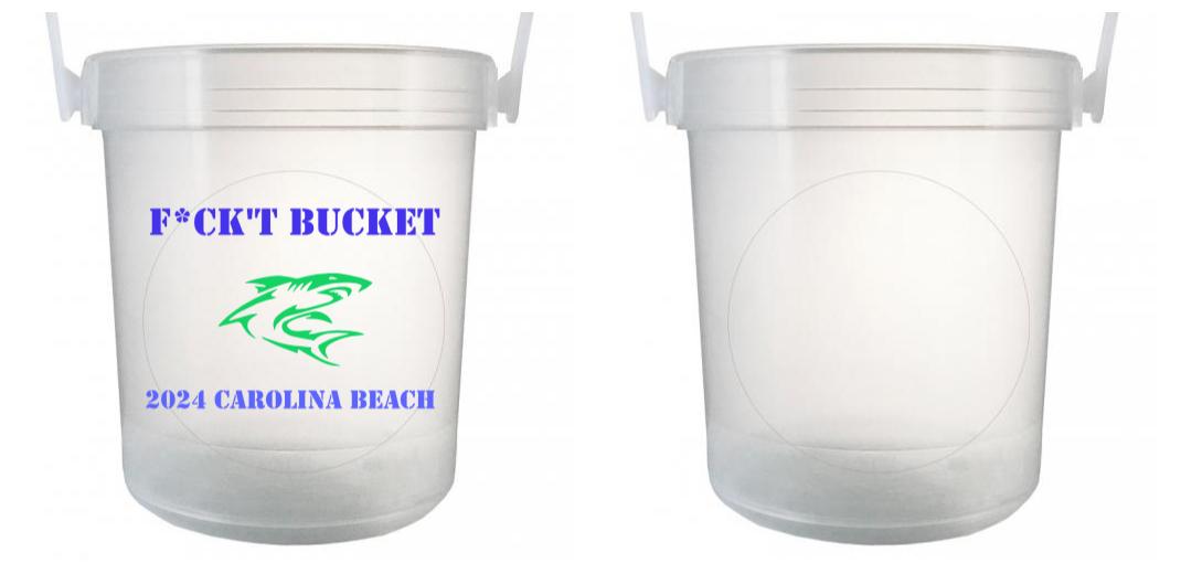 32 oz Plastic Rum Buckets with Custom Sticker
