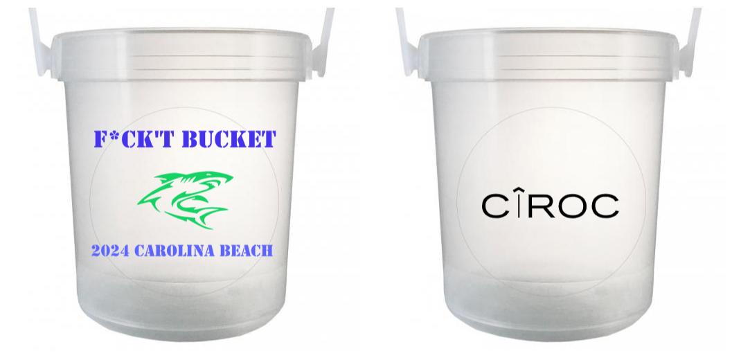 32 oz Plastic Rum Buckets with Custom Sticker