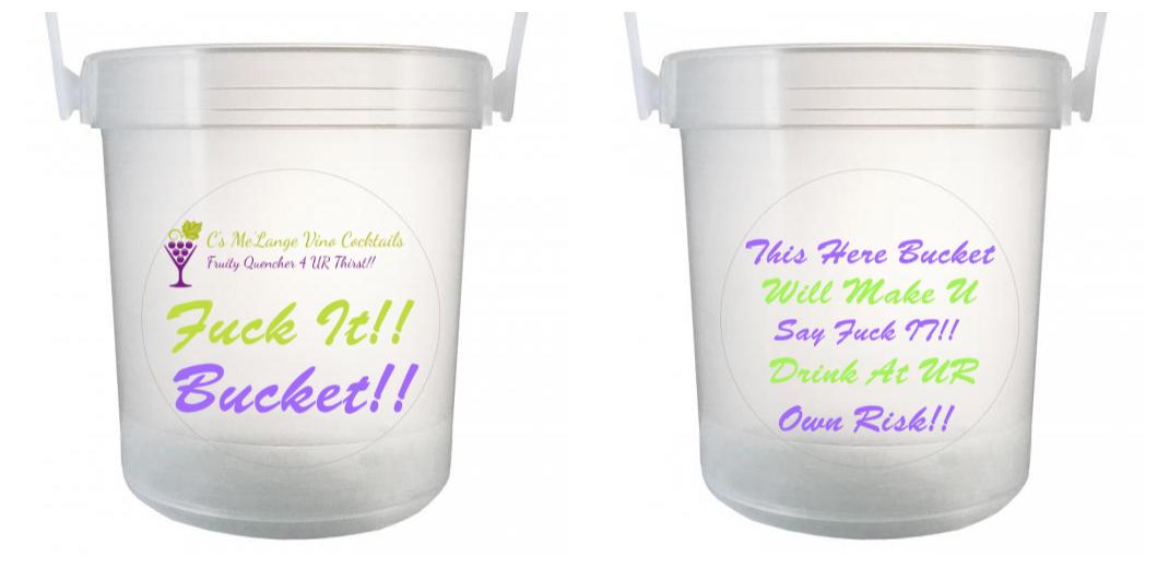 32 oz Plastic Rum Buckets with Custom Sticker