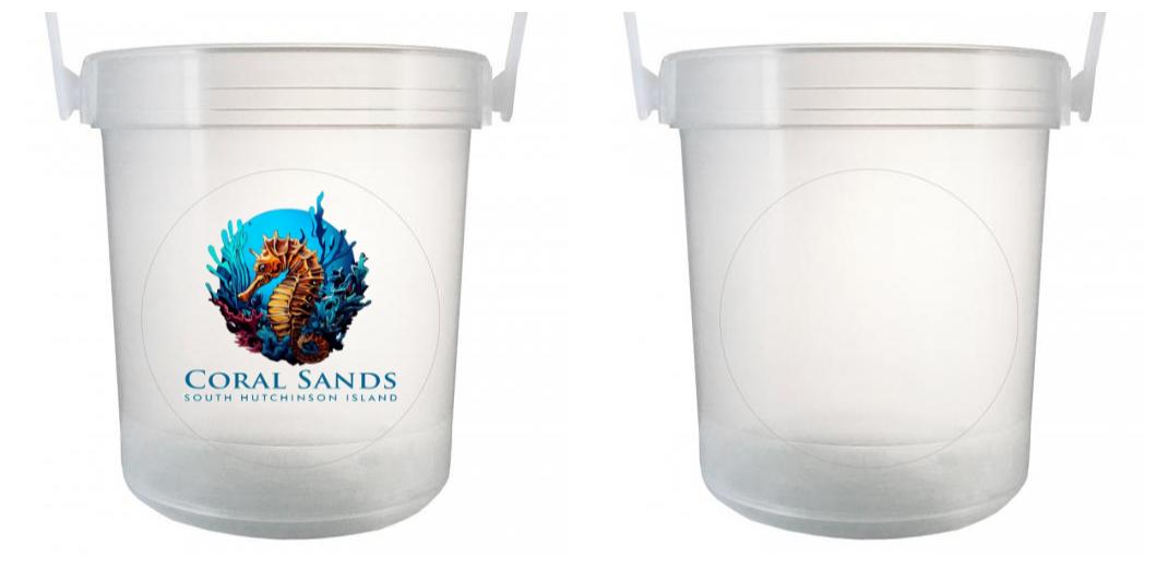 32 oz Plastic Rum Buckets with Custom Sticker