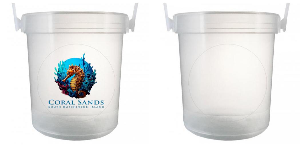 32 oz Plastic Rum Buckets with Custom Sticker