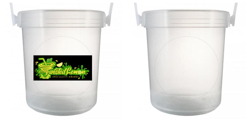 32 oz Plastic Rum Buckets with Custom Sticker