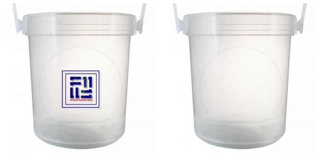 32 oz Plastic Rum Buckets with Custom Sticker