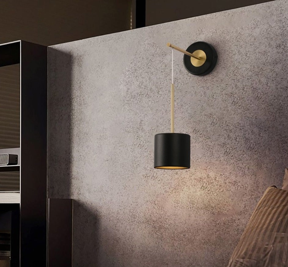 Calibre Black & Brass Suspended Metal Wall Lamp