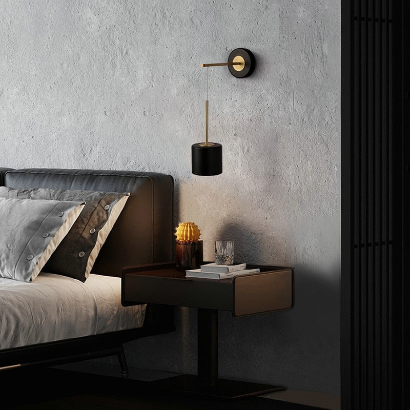 Calibre Black & Brass Suspended Metal Wall Lamp