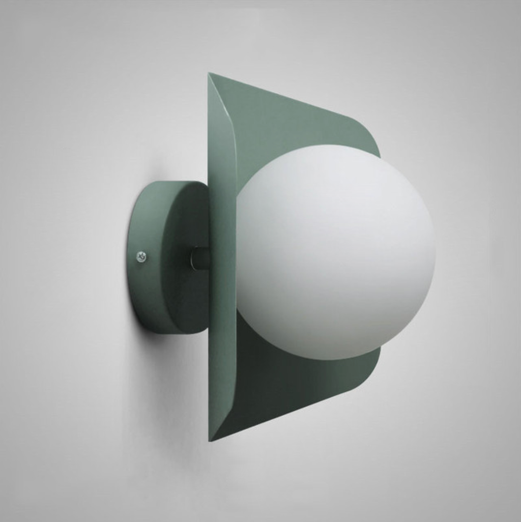Colored Geometric Plate & Globe Wall Light
