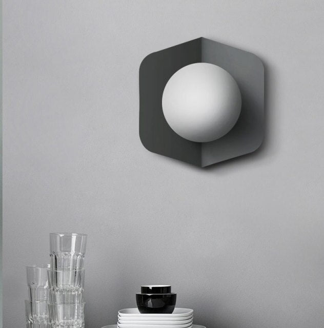 Colored Geometric Plate & Globe Wall Light