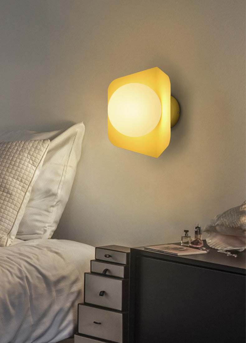 Colored Geometric Plate & Globe Wall Light
