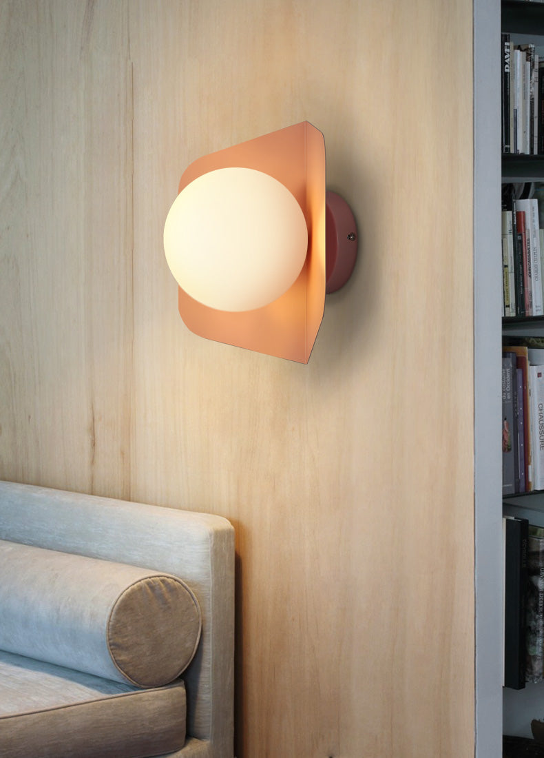 Colored Geometric Plate & Globe Wall Light