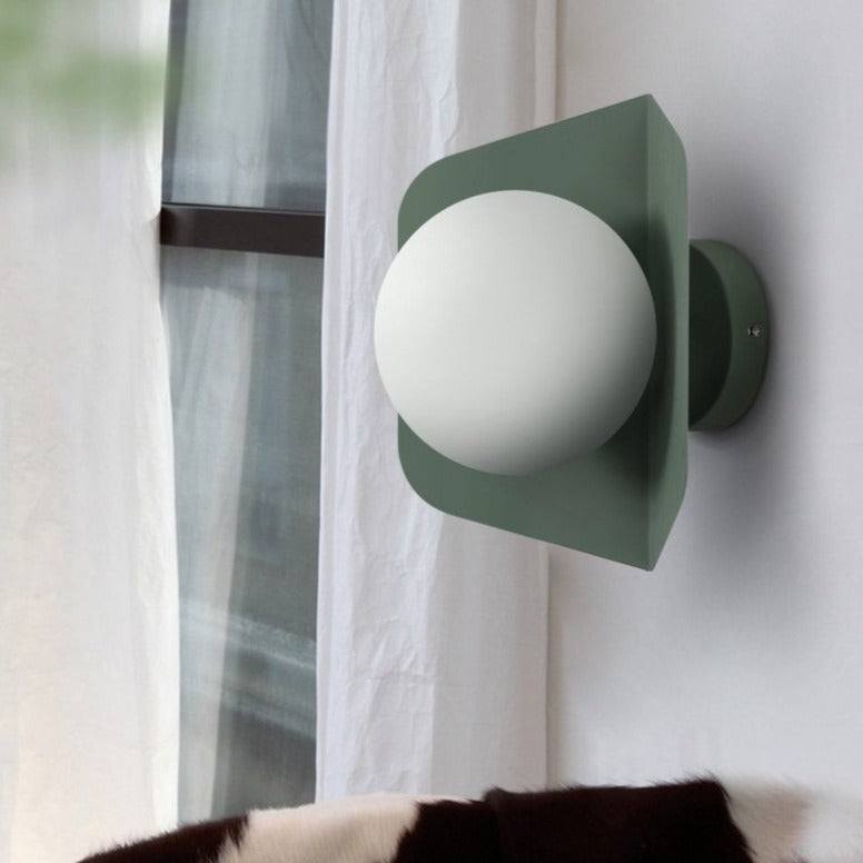 Colored Geometric Plate & Globe Wall Light