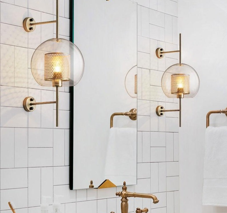Honeycomb Glass & Metal Sconce Light