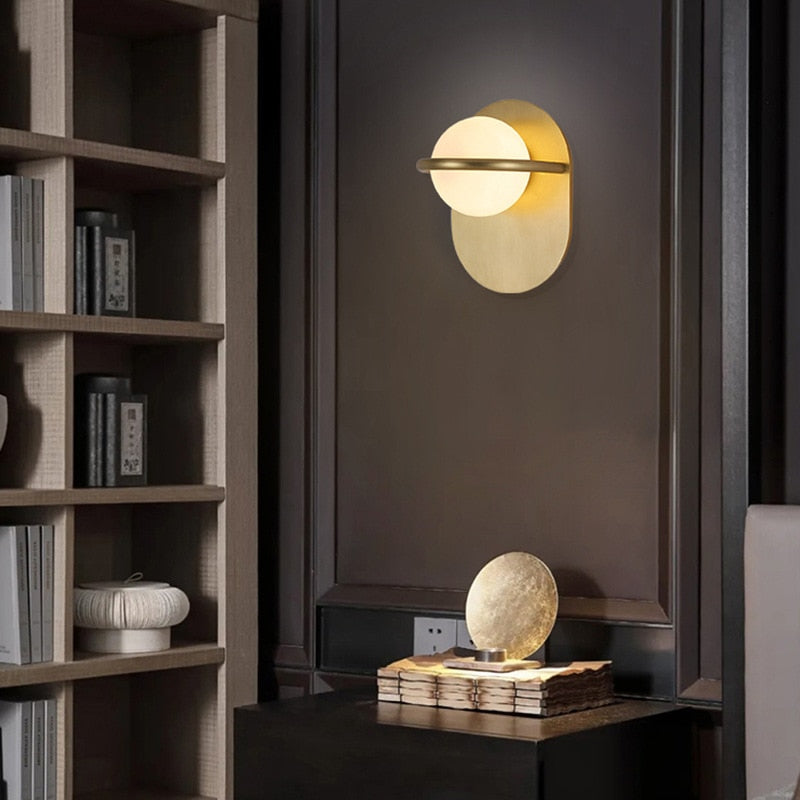 Rise Orb & Brass Modern Wall Lamp