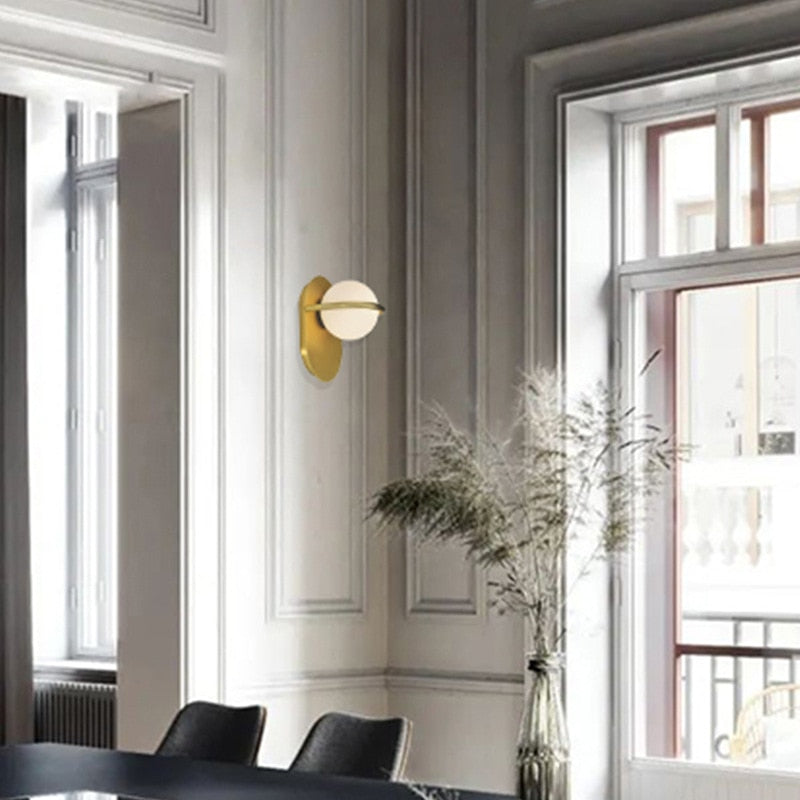Rise Orb & Brass Modern Wall Lamp