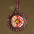 Handcrafted Brown Leather Keychain with Svaz Textile - Svaz Armenia