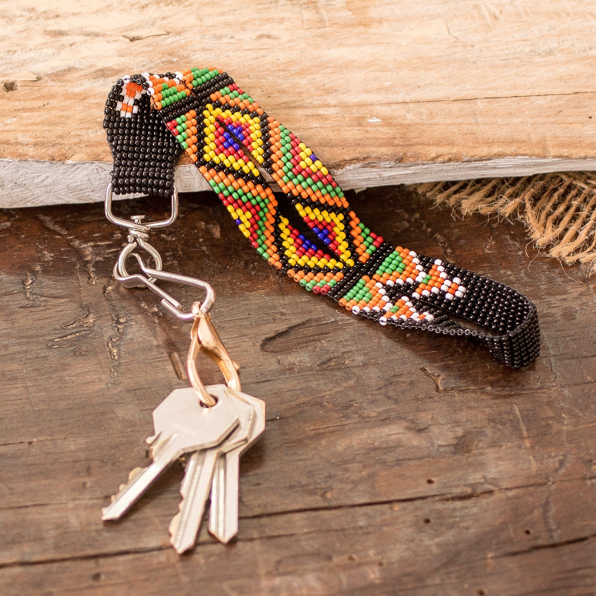 Handcrafted Geometric Colorful Glass Beaded Keychain - Key to Culture