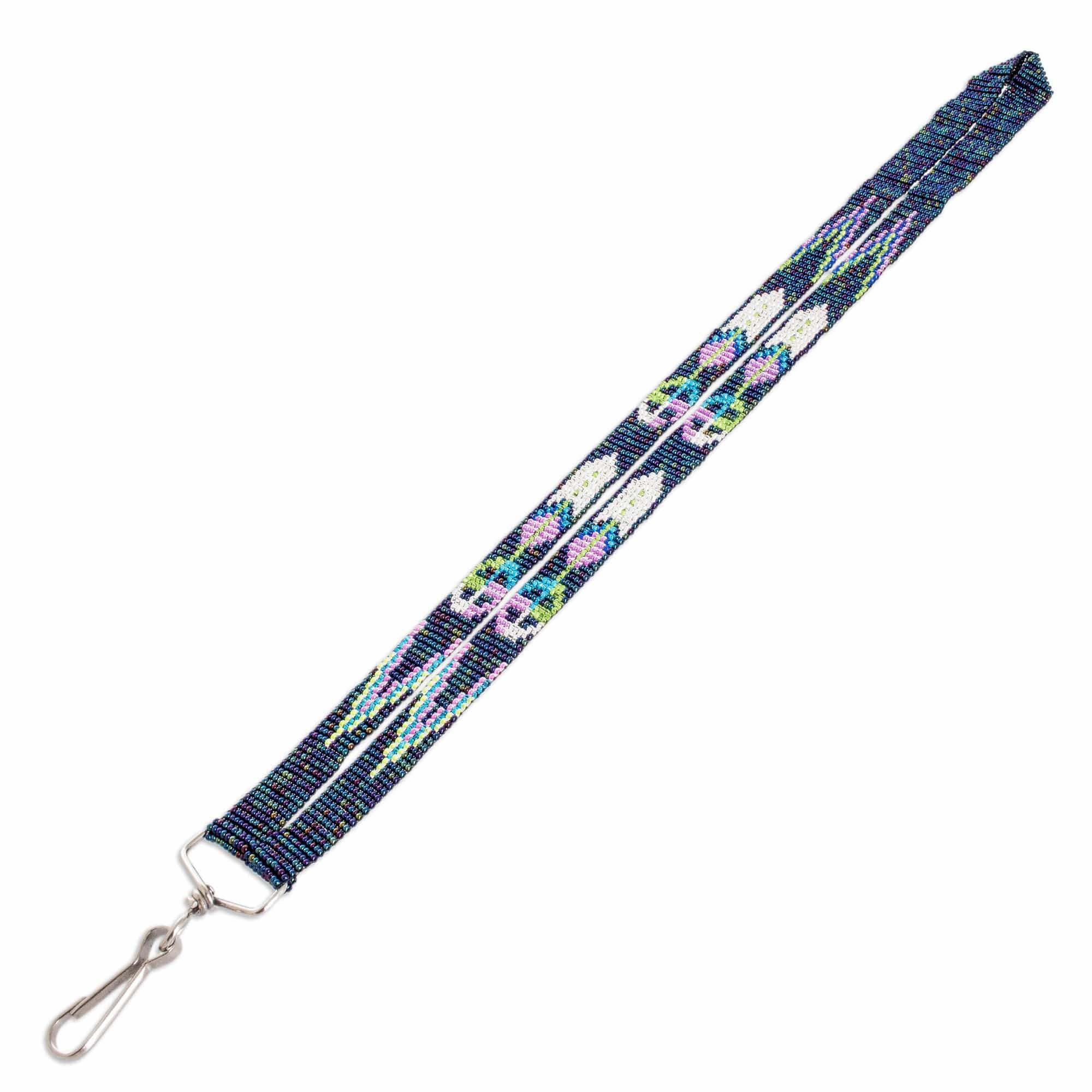 Guatemalan Handmade Blue Beaded Neck Lanyard Keychain Holder - Handy and Charming