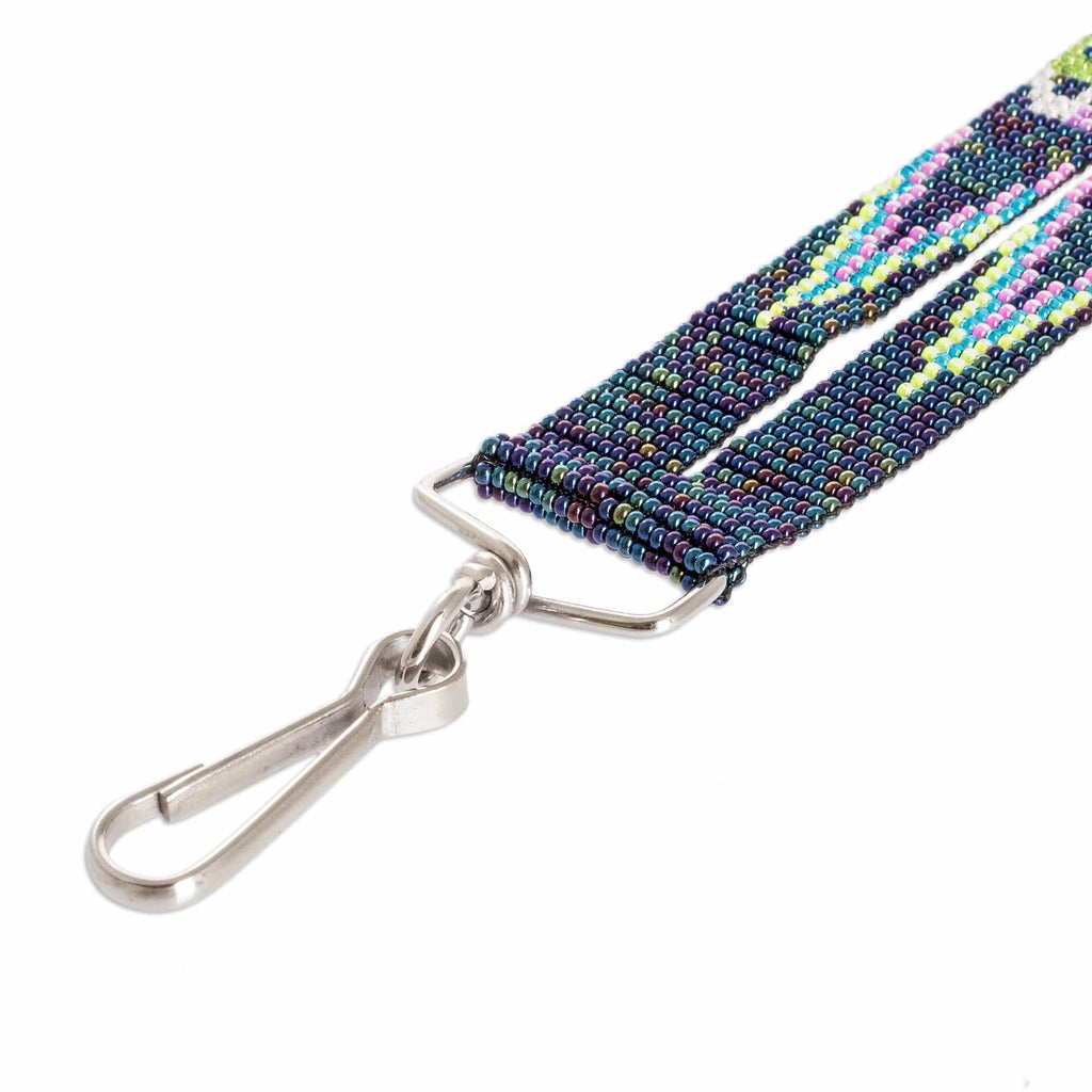 Guatemalan Handmade Blue Beaded Neck Lanyard Keychain Holder - Handy and Charming