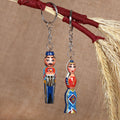 Hand-Carved 2-Piece Blue Taraz Couple Beechwood Keychain Set - Blue Taraz