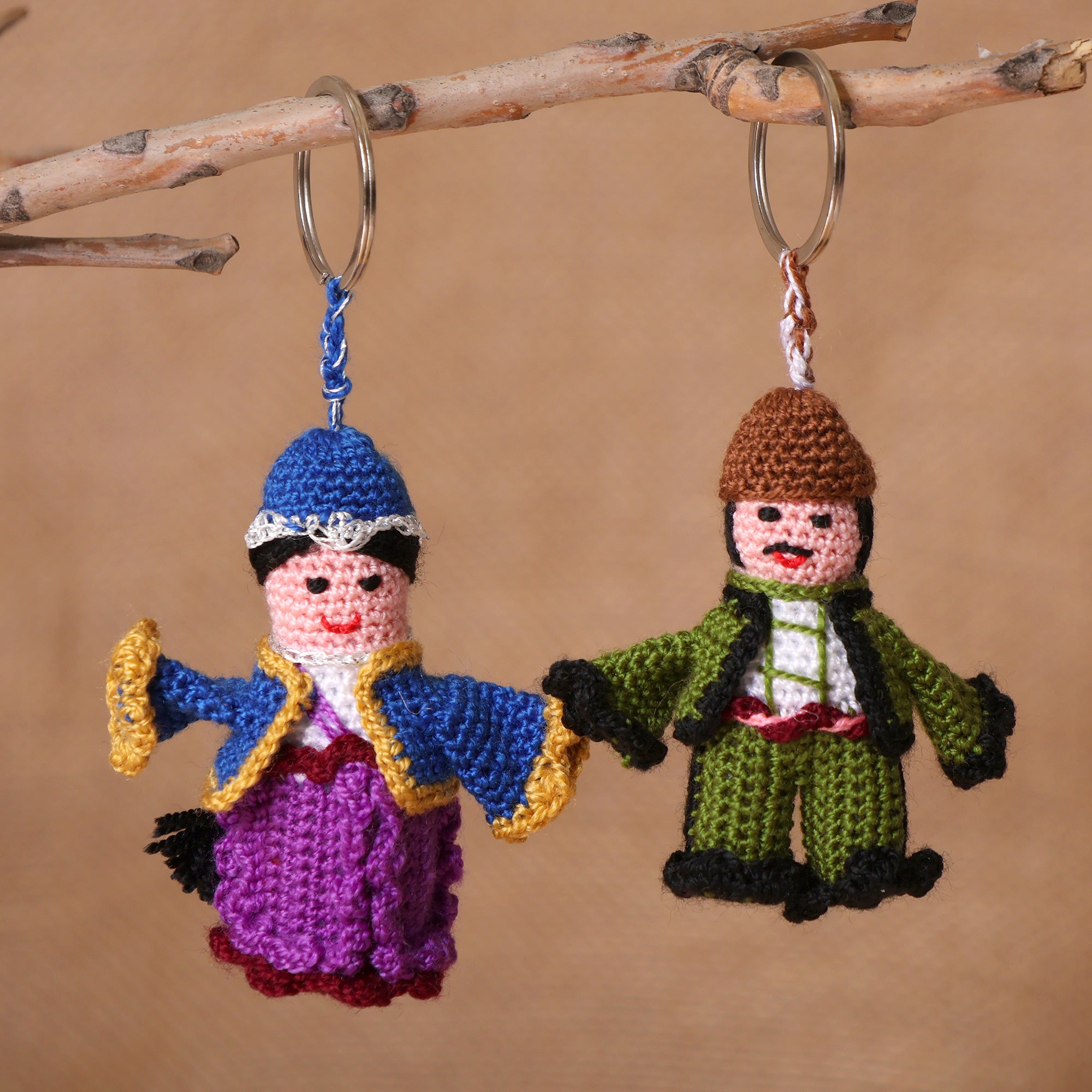 Handcrafted Set of 2 Crocheted Trebizond Cotton Keychains - Trebizond Duo