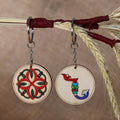 Regal Bloom and Letter N-Themed 2-Piece Wood Keychain Set - Palatial N