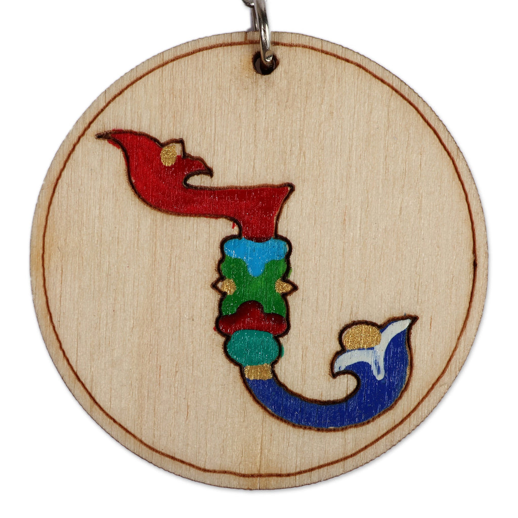 Regal Bloom and Letter N-Themed 2-Piece Wood Keychain Set - Palatial N