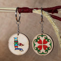Set of 2 Handmade Letter E and Regal Bloom Wood Keychains - Blooming E