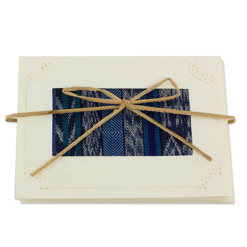Blank Greeting Cards with Guatemala Weaving Inset (Set of 4) - Blue Maya Night