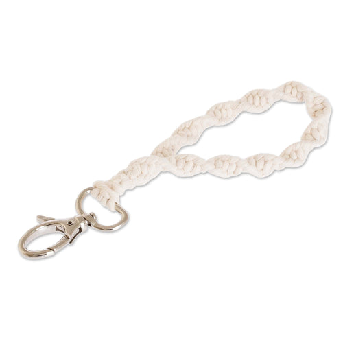 100% Cotton Fiber Macrame Loop Key Holder - Twisted Square Knot